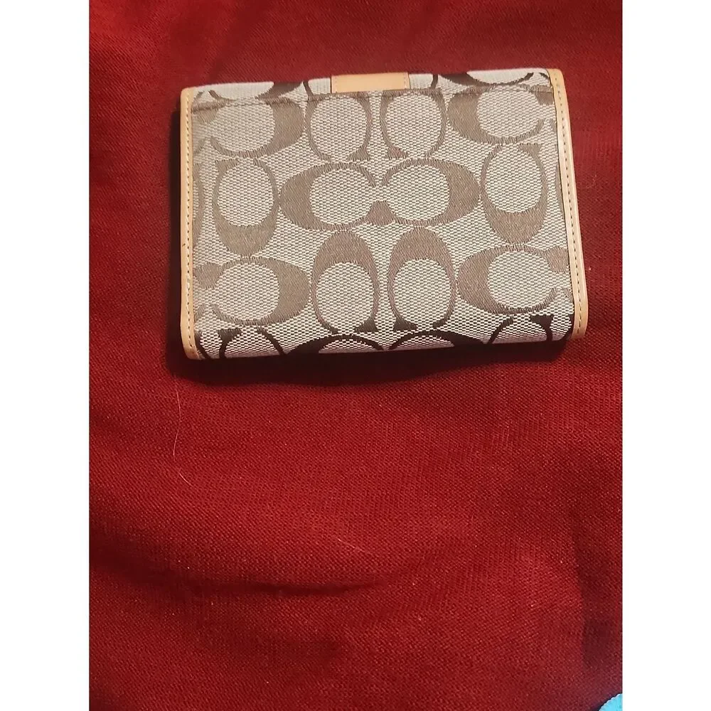 Coach Beige Trifold Leather Wallet